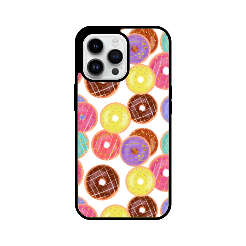 Apple iPhone Glass Phone Cases - Available for all models - Donut pattern