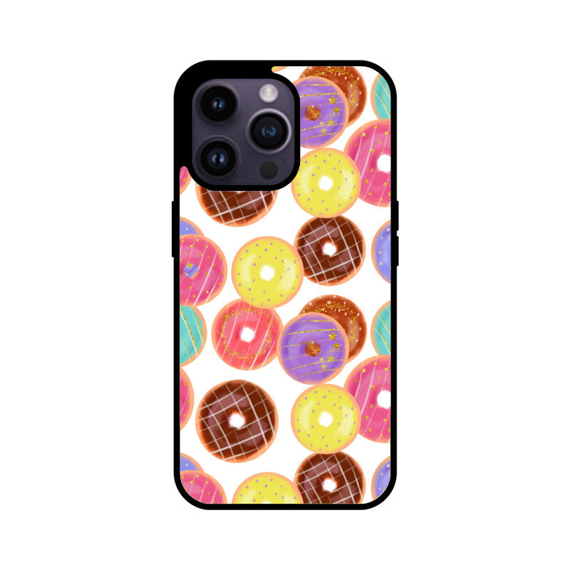 Apple iPhone Glass Phone Cases - Available for all models - Donut pattern