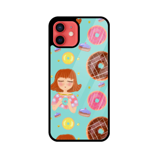 Apple Iphone Glass Phone Cases - All Models Available - Donut pattern