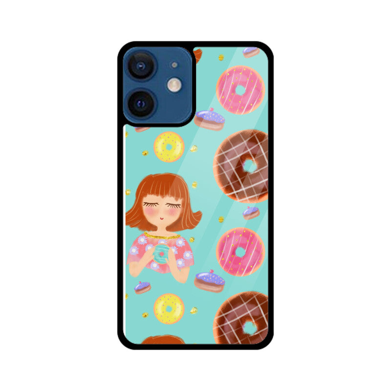 Apple Iphone Glass Phone Cases - All Models Available - Donut pattern