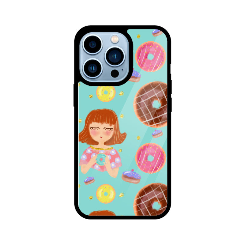 Apple Iphone Glass Phone Cases - All Models Available - Donut pattern