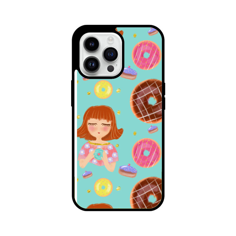Apple Iphone Glass Phone Cases - All Models Available - Donut pattern
