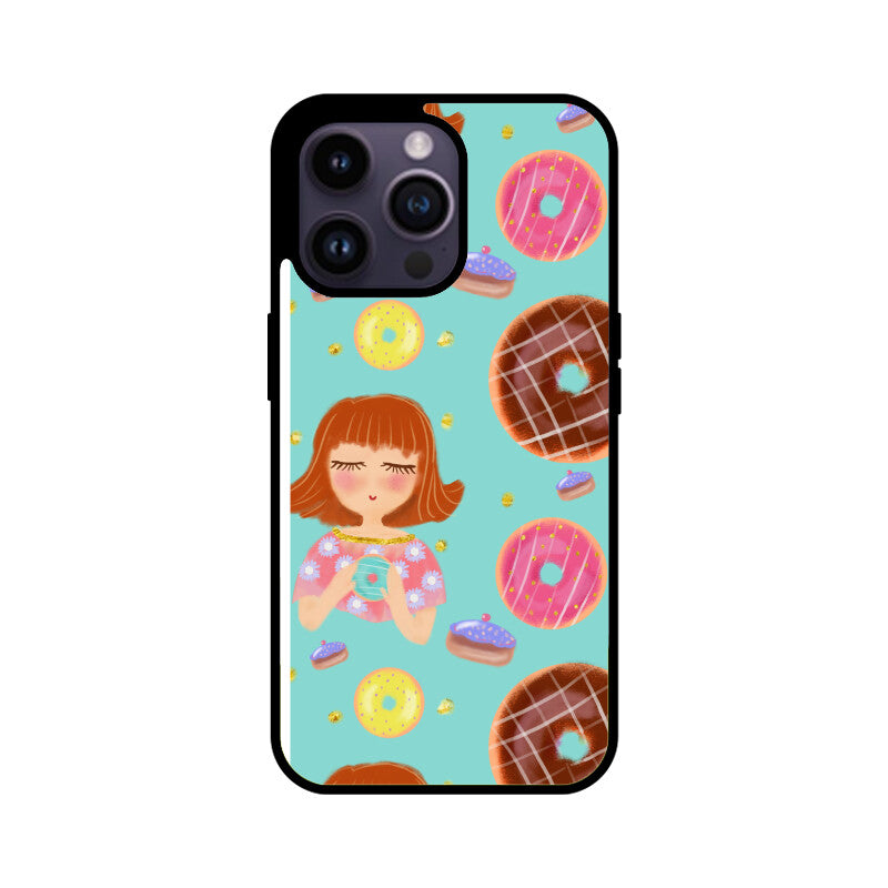 Apple Iphone Glass Phone Cases - All Models Available - Donut pattern