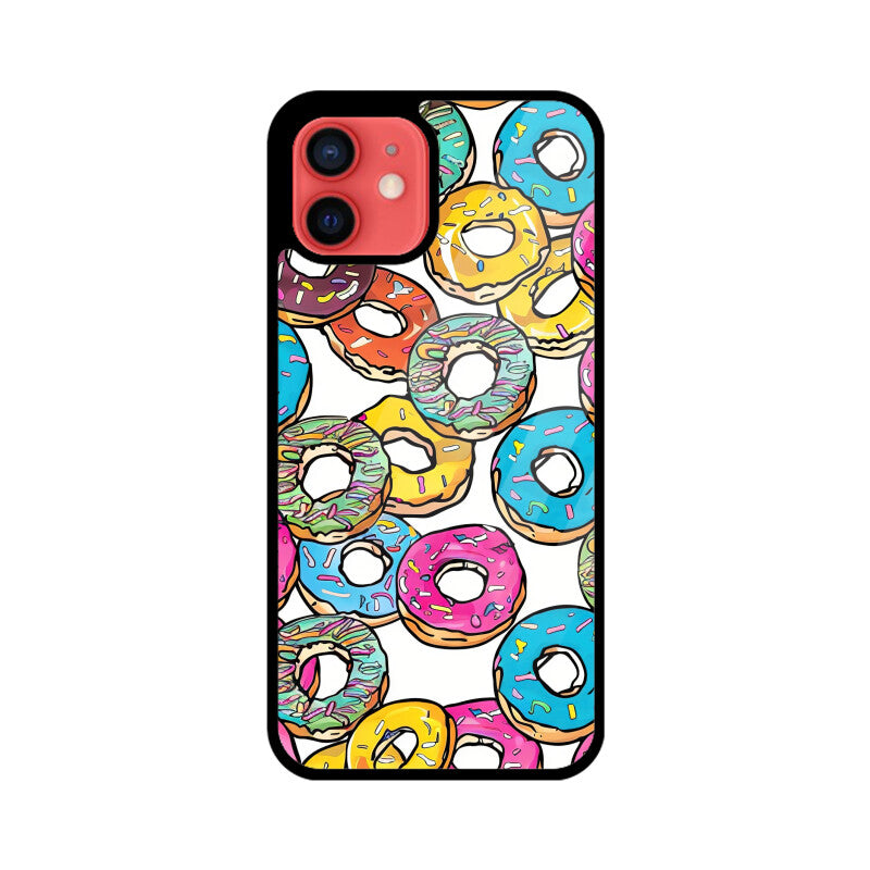 Apple iPhone Glass Phone Cases - All Models Available - Donut pattern