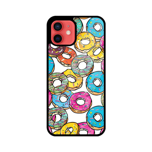 Apple iPhone Glass Phone Cases - All Models Available - Donut pattern