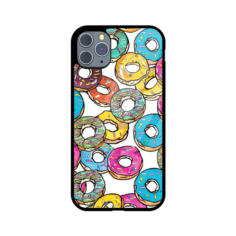 Apple iPhone Glass Phone Cases - All Models Available - Donut pattern