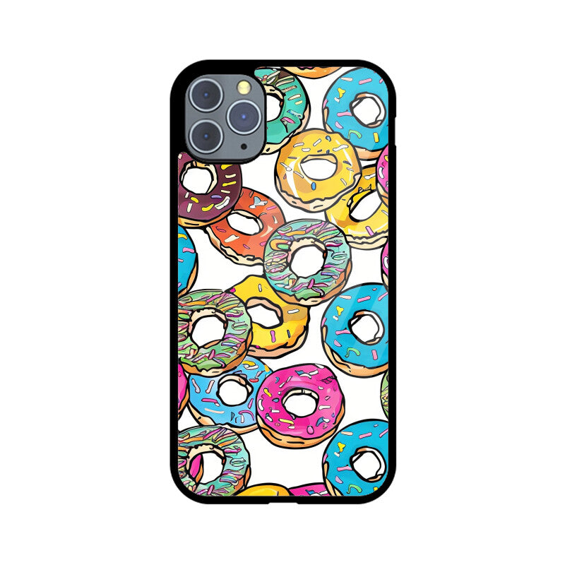 Apple iPhone Glass Phone Cases - All Models Available - Donut pattern