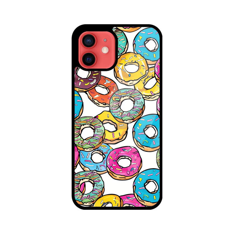Apple iPhone Glass Phone Cases - All Models Available - Donut pattern