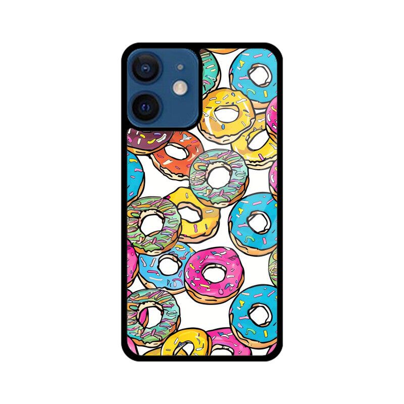 Apple iPhone Glass Phone Cases - All Models Available - Donut pattern