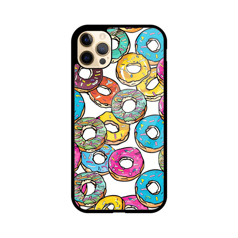 Apple iPhone Glass Phone Cases - All Models Available - Donut pattern
