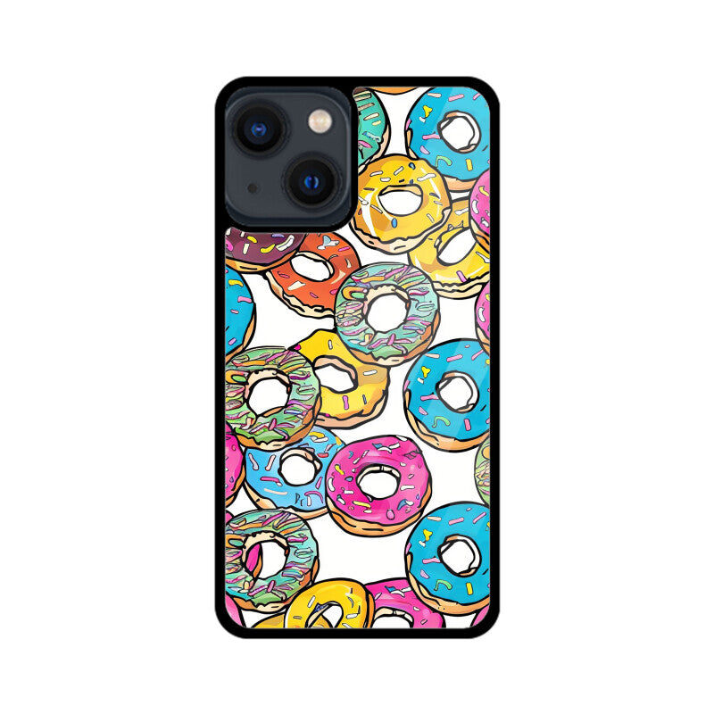 Apple iPhone Glass Phone Cases - All Models Available - Donut pattern