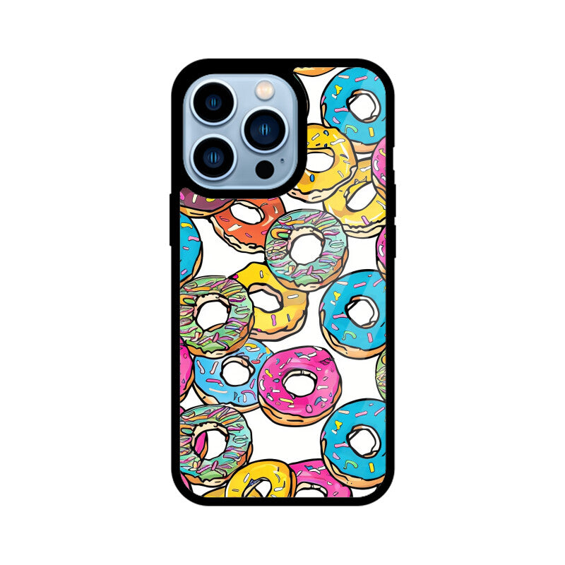 Apple iPhone Glass Phone Cases - All Models Available - Donut pattern