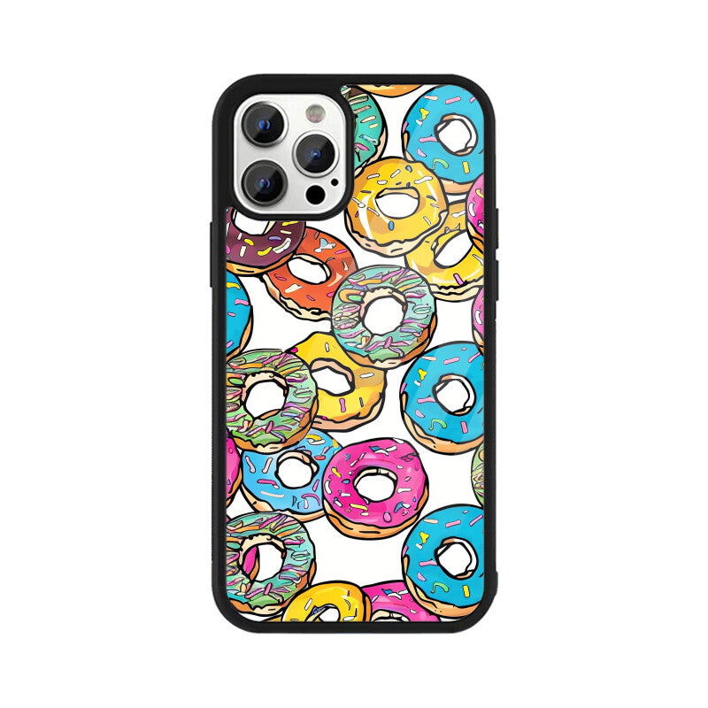 Apple iPhone Glass Phone Cases - All Models Available - Donut pattern
