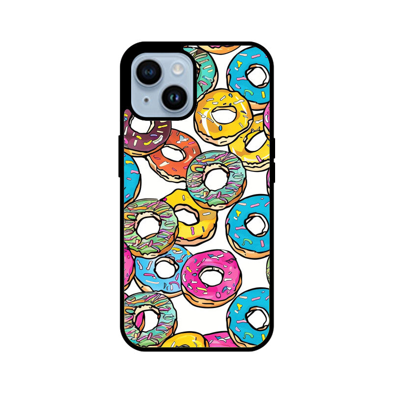 Apple iPhone Glass Phone Cases - All Models Available - Donut pattern