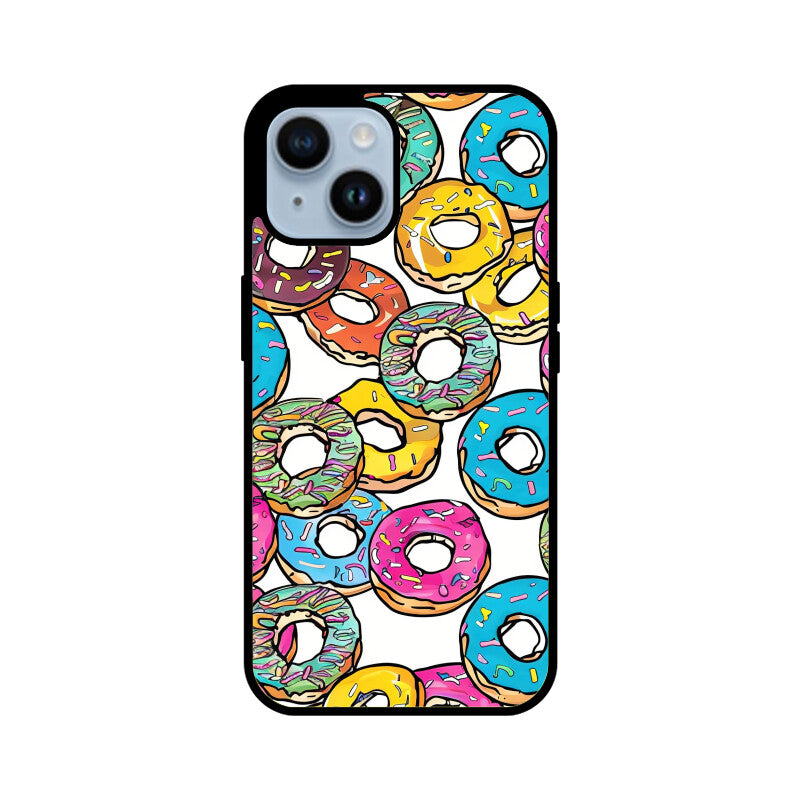 Apple iPhone Glass Phone Cases - All Models Available - Donut pattern