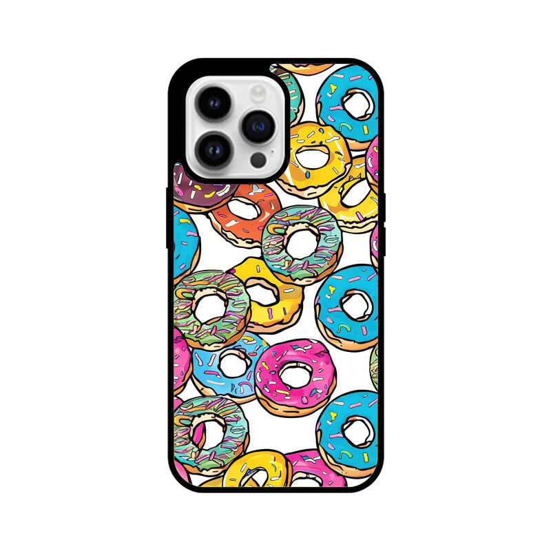 Apple iPhone Glass Phone Cases - All Models Available - Donut pattern