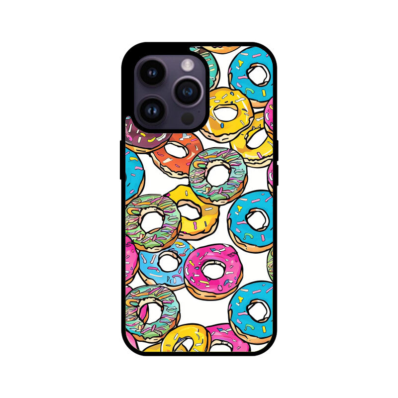 Apple iPhone Glass Phone Cases - All Models Available - Donut pattern