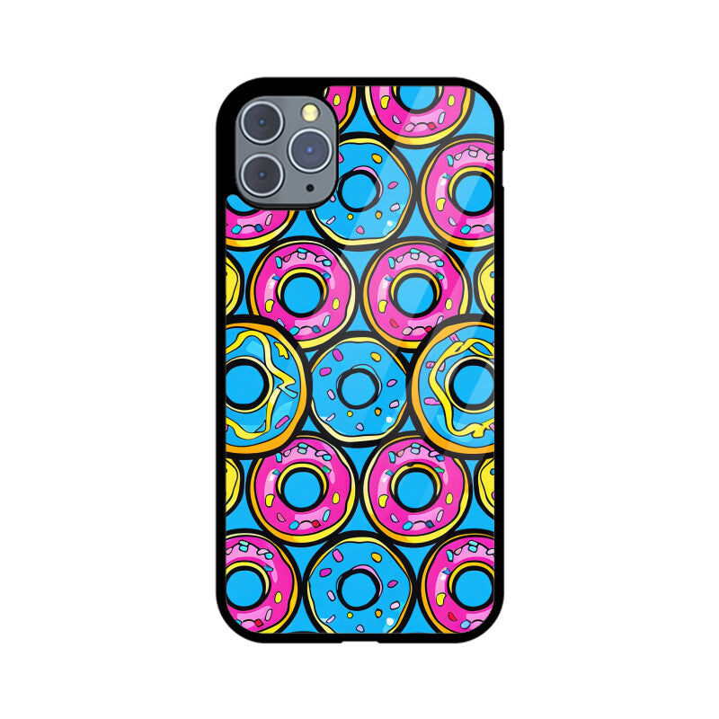 Apple iPhone Glass Phone Cases - All Models Available - Donut pattern