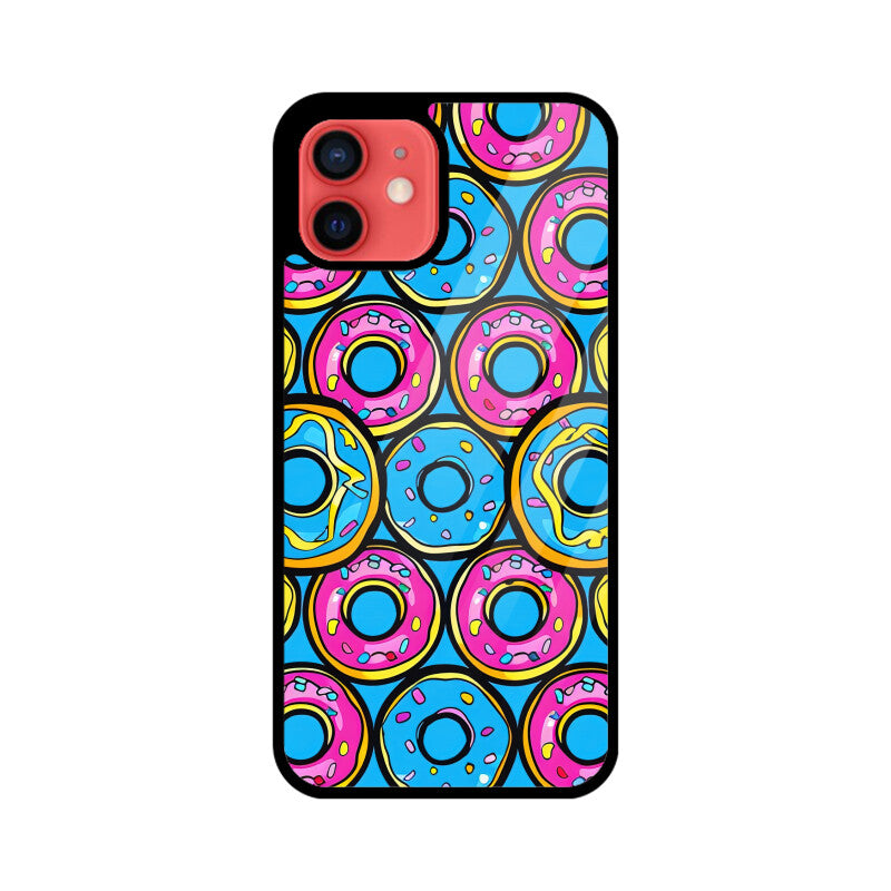 Apple iPhone Glass Phone Cases - All Models Available - Donut pattern