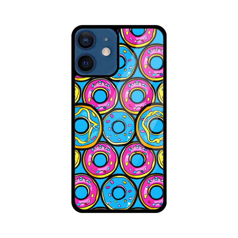 Apple iPhone Glass Phone Cases - All Models Available - Donut pattern
