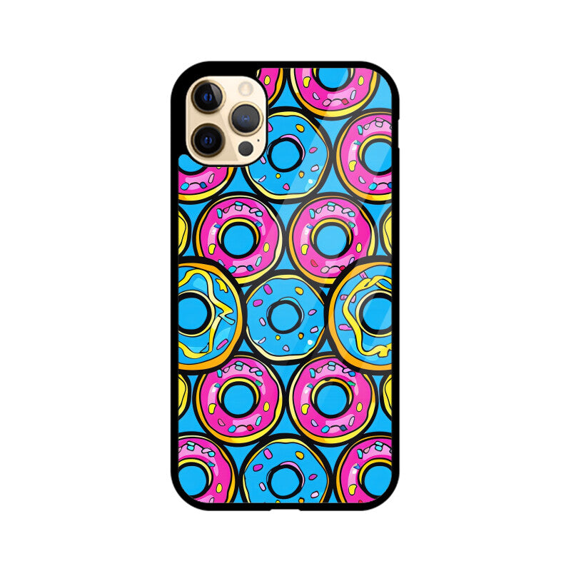 Apple iPhone Glass Phone Cases - All Models Available - Donut pattern