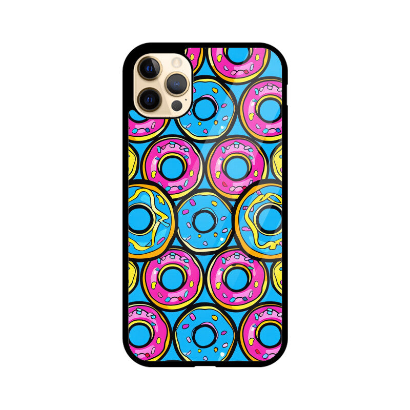 Apple iPhone Glass Phone Cases - All Models Available - Donut pattern