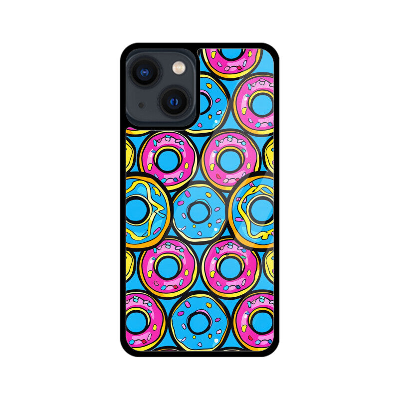 Apple iPhone Glass Phone Cases - All Models Available - Donut pattern