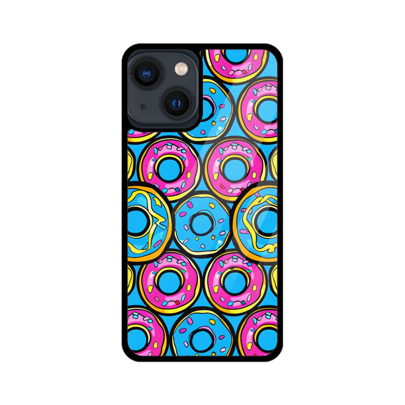 Apple iPhone Glass Phone Cases - All Models Available - Donut pattern
