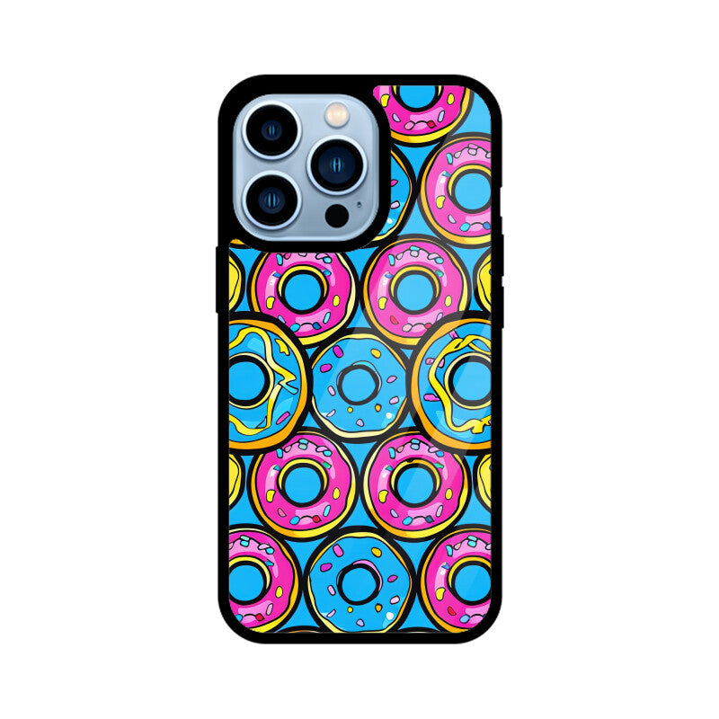 Apple iPhone Glass Phone Cases - All Models Available - Donut pattern