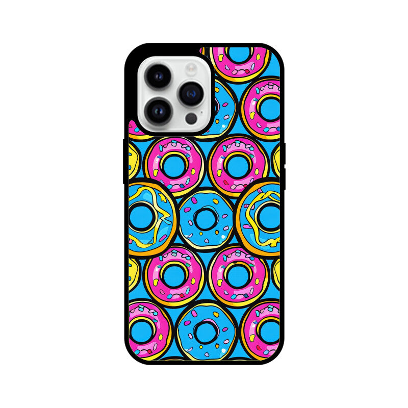 Apple iPhone Glass Phone Cases - All Models Available - Donut pattern