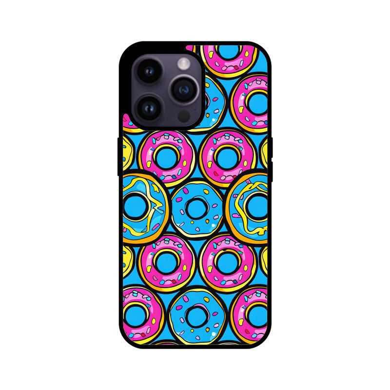 Apple iPhone Glass Phone Cases - All Models Available - Donut pattern
