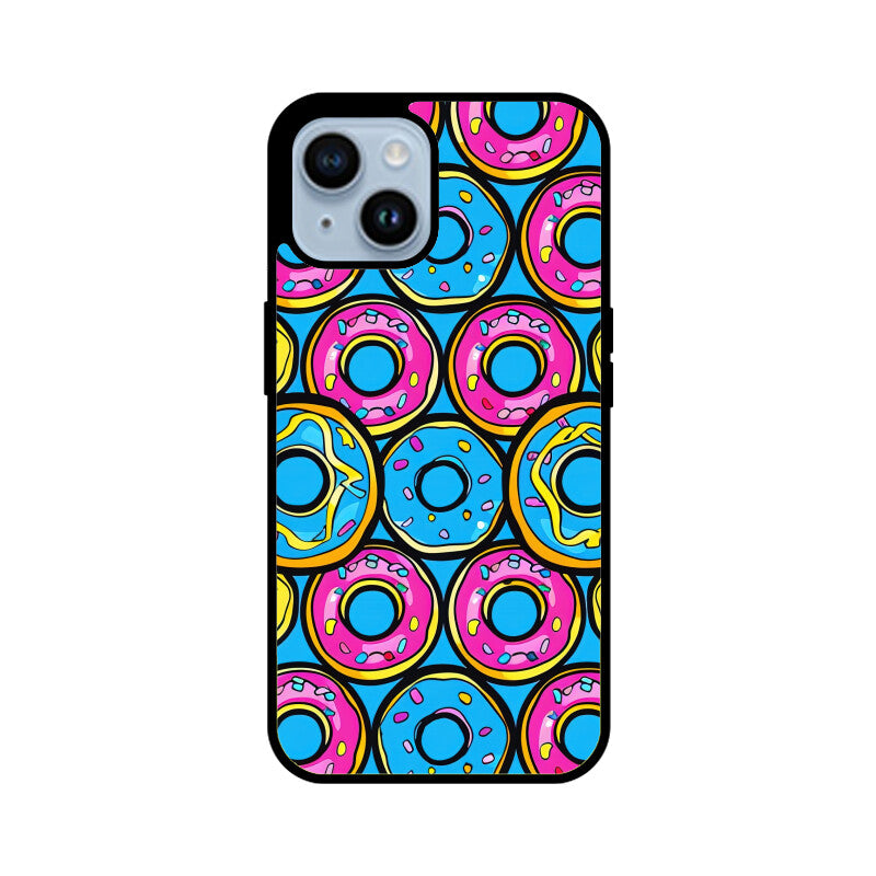 Apple iPhone Glass Phone Cases - All Models Available - Donut pattern