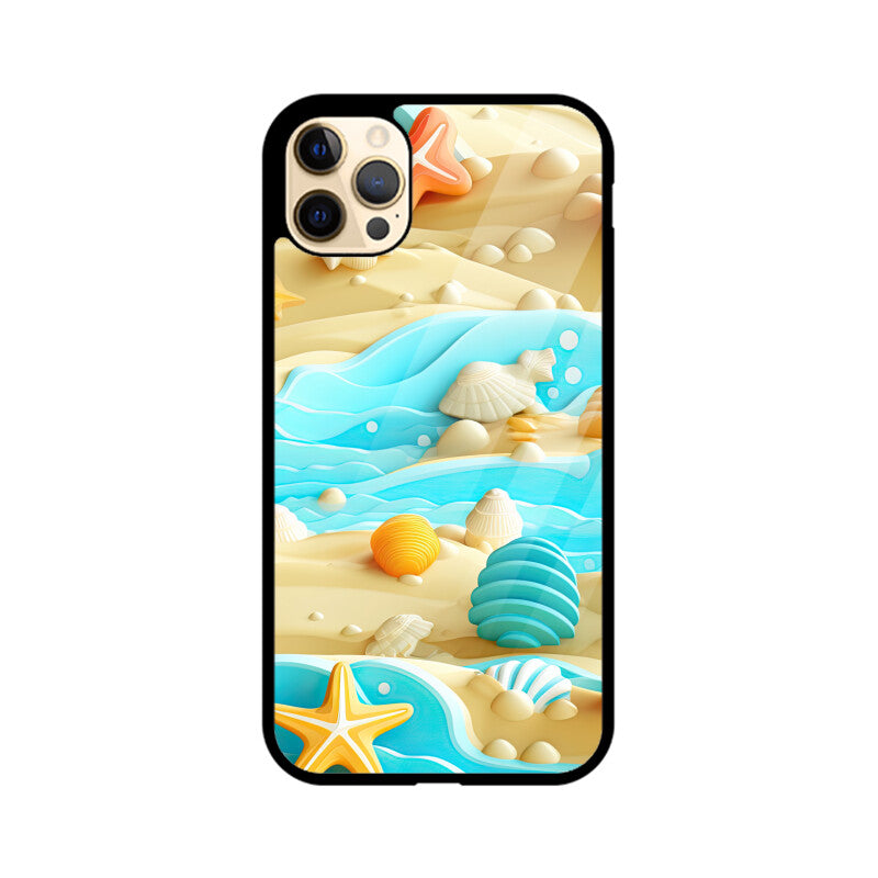 3D Beach pattern - Apple iPhone Glass Phone Cases - Available for all Models