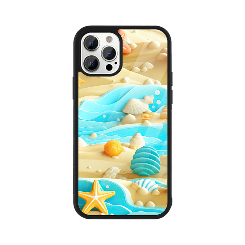 3D Beach pattern - Apple iPhone Glass Phone Cases - Available for all Models