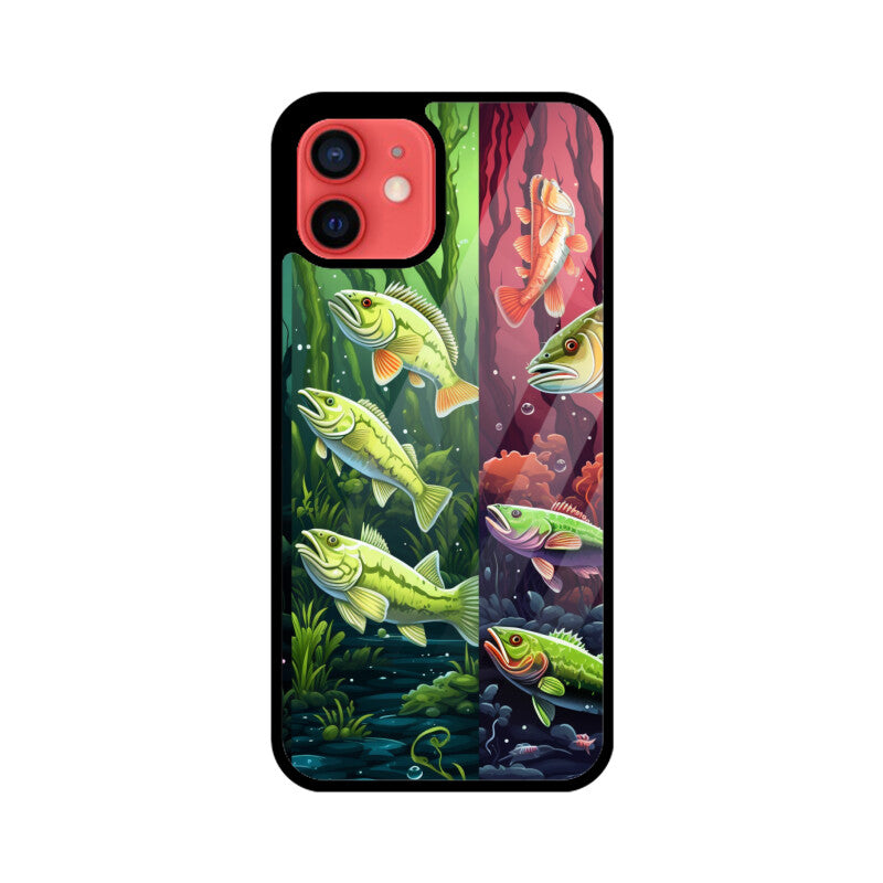 Bass Fish Pattern - Apple iPhone Glass Phone Cases - All Models Available