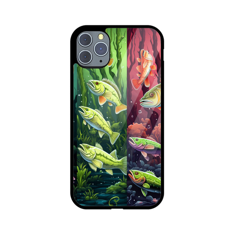 Bass Fish Pattern - Apple iPhone Glass Phone Cases - All Models Available