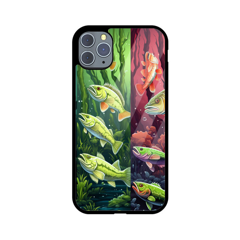 Bass Fish Pattern - Apple iPhone Glass Phone Cases - All Models Available
