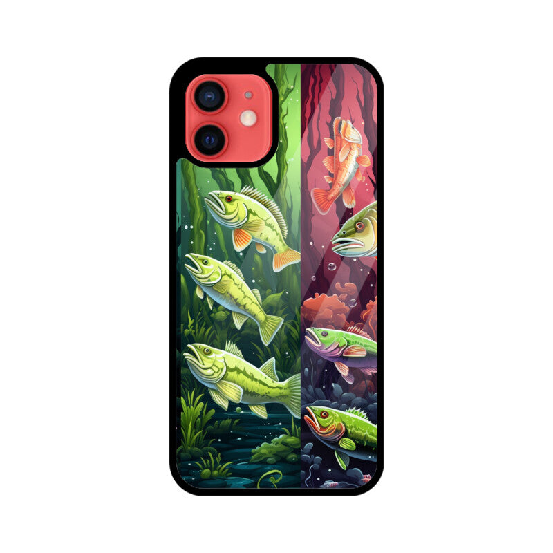 Bass Fish Pattern - Apple iPhone Glass Phone Cases - All Models Available