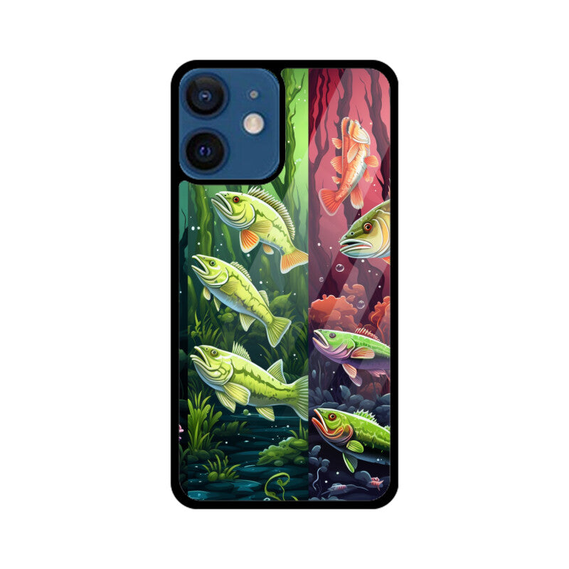 Bass Fish Pattern - Apple iPhone Glass Phone Cases - All Models Available