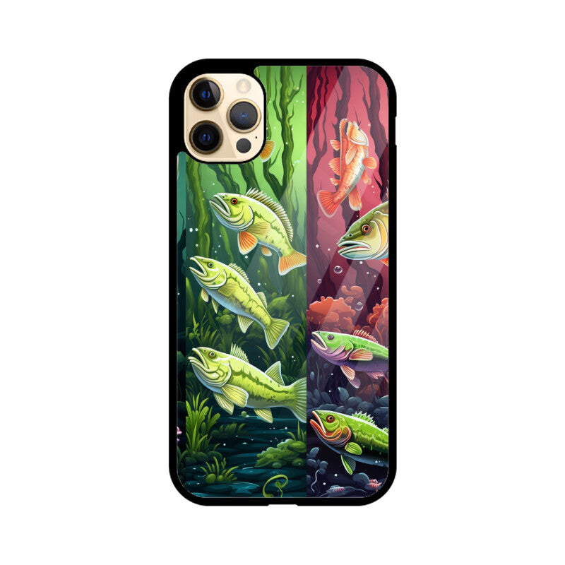 Bass Fish Pattern - Apple iPhone Glass Phone Cases - All Models Available