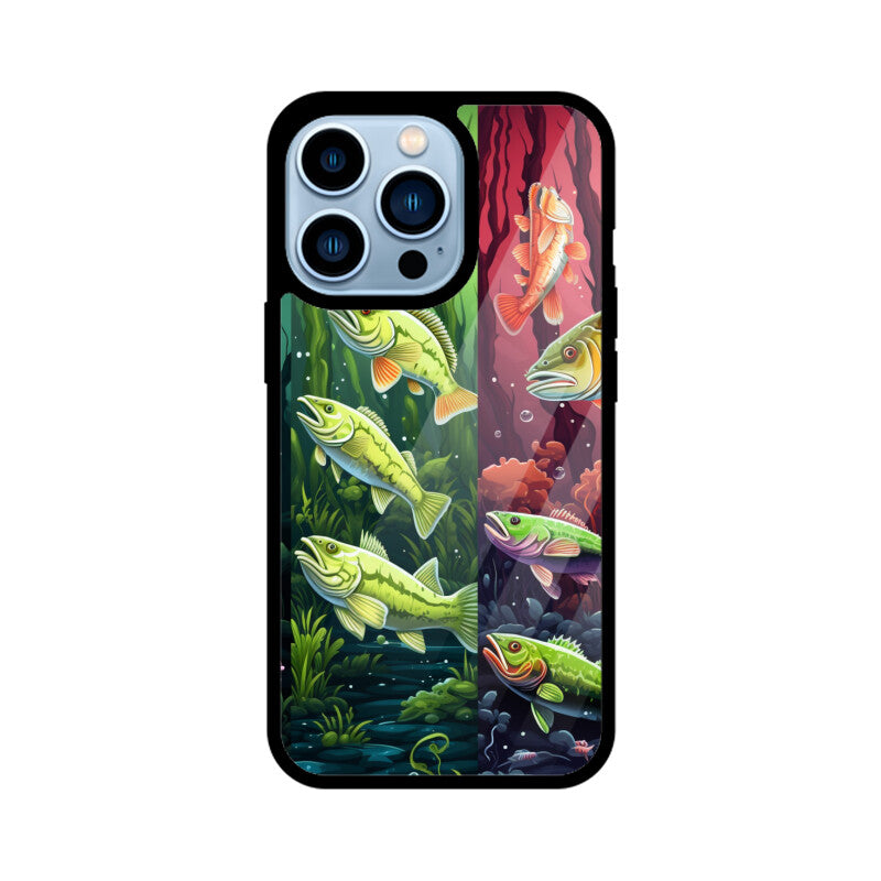 Bass Fish Pattern - Apple iPhone Glass Phone Cases - All Models Available