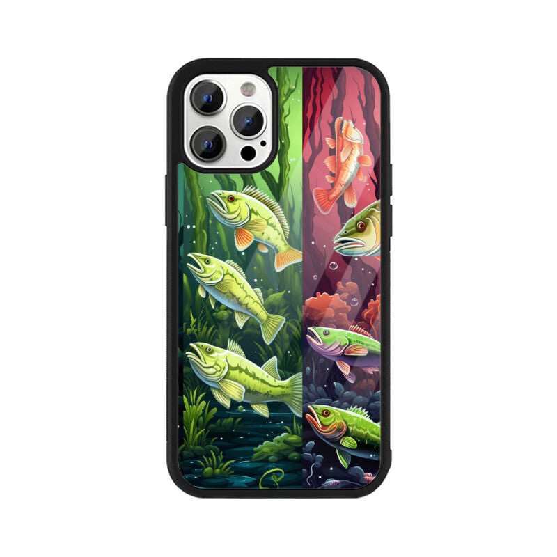 Bass Fish Pattern - Apple iPhone Glass Phone Cases - All Models Available