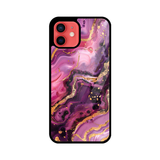 Luxury Magenta Gold Marble Backgrounds - Apple iPhone Glass Phone Cases - All Models Available