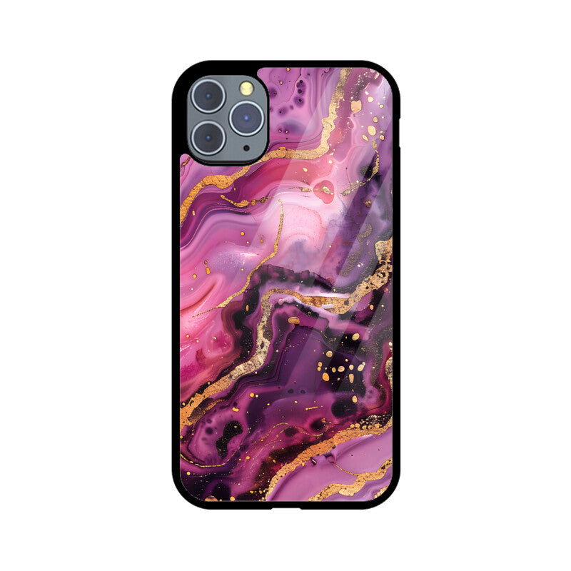 Luxury Magenta Gold Marble Backgrounds - Apple iPhone Glass Phone Cases - All Models Available