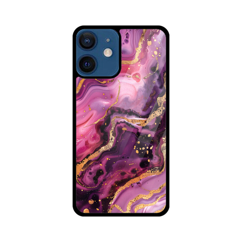 Luxury Magenta Gold Marble Backgrounds - Apple iPhone Glass Phone Cases - All Models Available