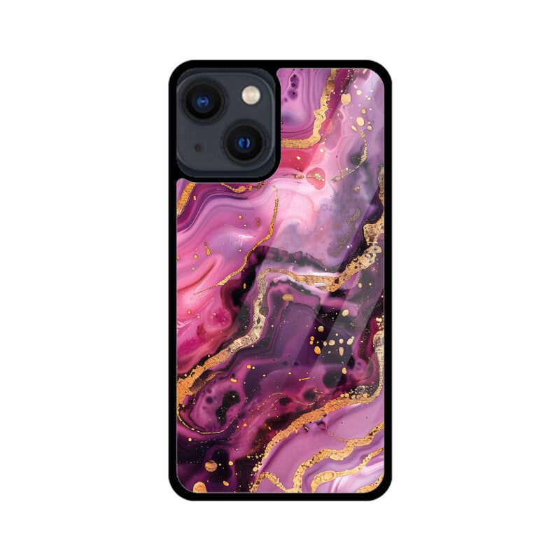 Luxury Magenta Gold Marble Backgrounds - Apple iPhone Glass Phone Cases - All Models Available