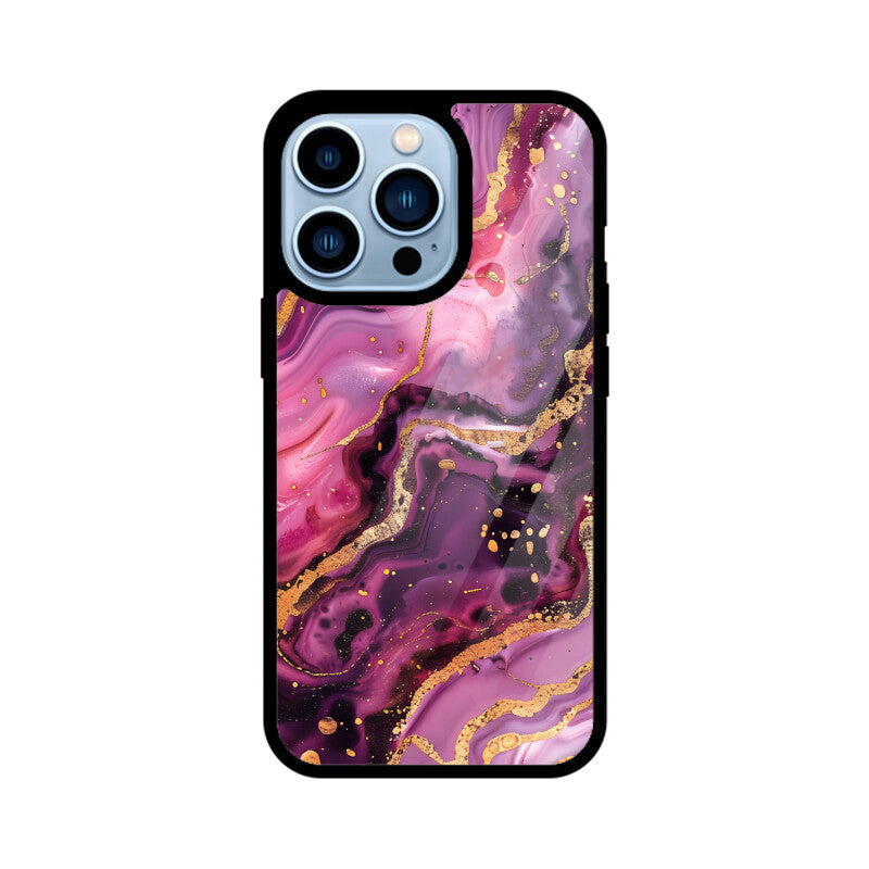 Luxury Magenta Gold Marble Backgrounds - Apple iPhone Glass Phone Cases - All Models Available