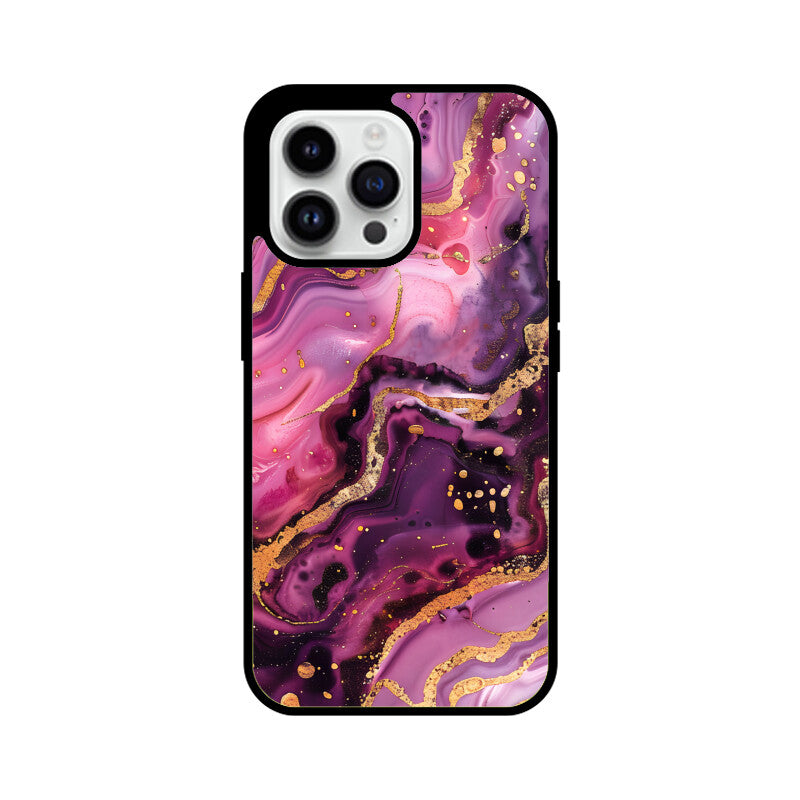 Luxury Magenta Gold Marble Backgrounds - Apple iPhone Glass Phone Cases - All Models Available