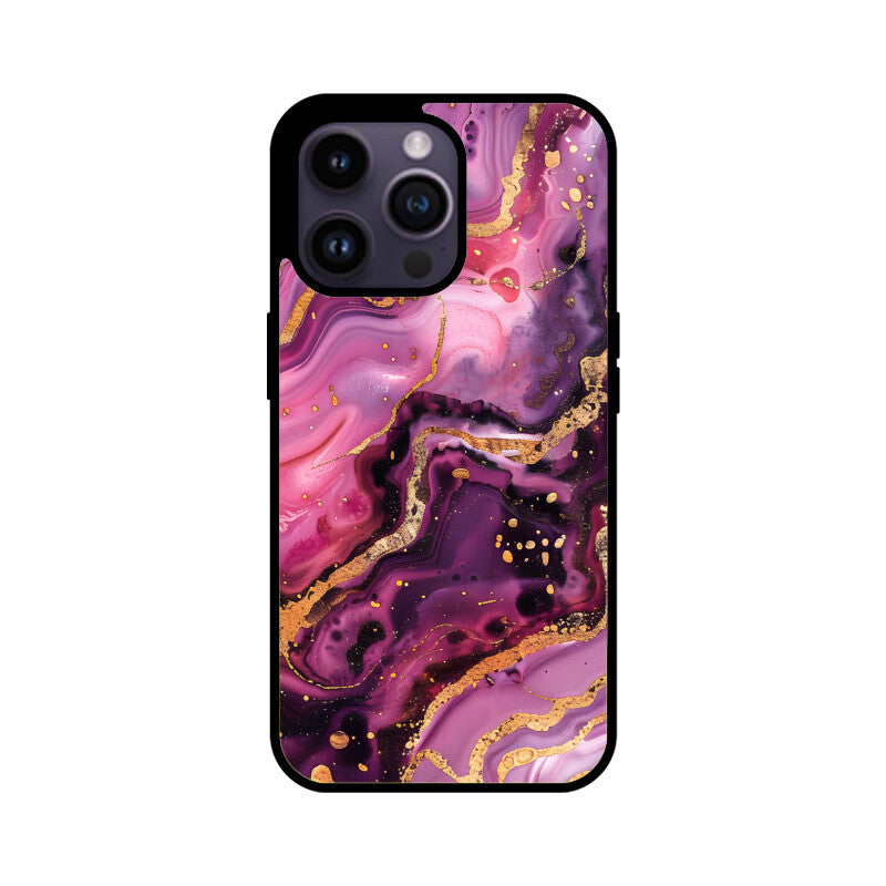 Luxury Magenta Gold Marble Backgrounds - Apple iPhone Glass Phone Cases - All Models Available