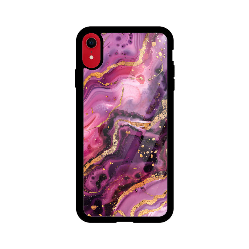 Luxury Magenta Gold Marble Backgrounds - Apple iPhone Glass Phone Cases - All Models Available